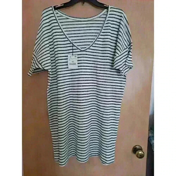 Grupo Inditex Navy Striped Long Sleeve Large NWT Womens - Picture 1 of 5